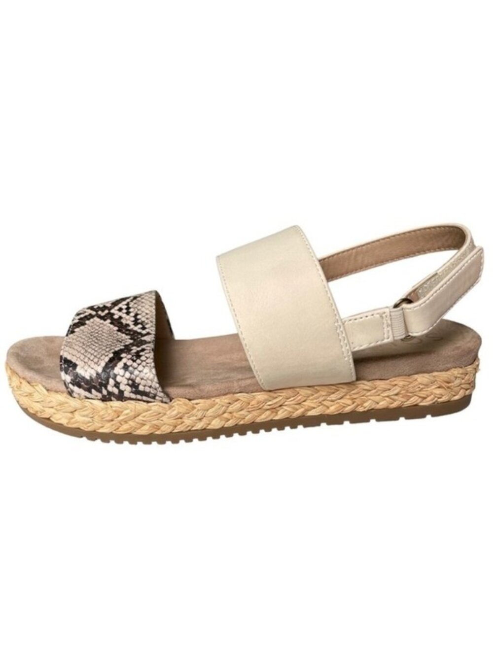 SOUL Naturalizer Dorri Sandal Raffia Cream Gray Platform Snake Print 9.5